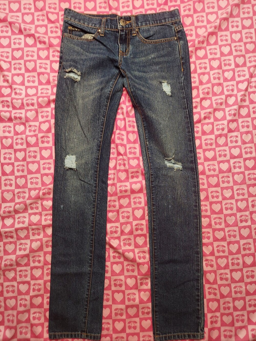 Y2K Abbey Dawn Avril Lavigne Blue Jean Pants W/ Star Design Pockets